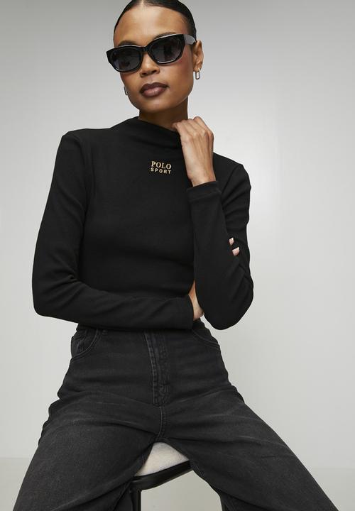 Wmn Luna Ls Ribbed Sport T-Shirt - Black