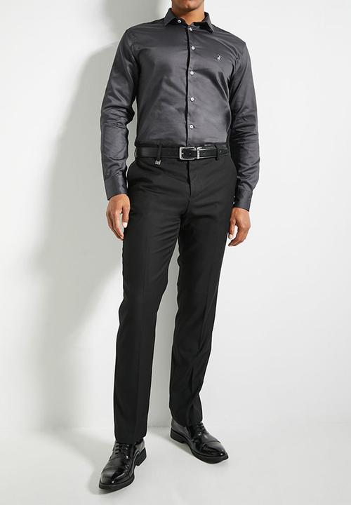 POLO - Mens Essential Sateen Ls Shirt - Charcoal
