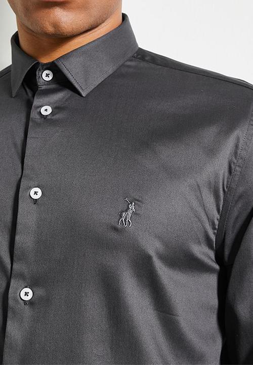 POLO - Mens Essential Sateen Ls Shirt - Charcoal
