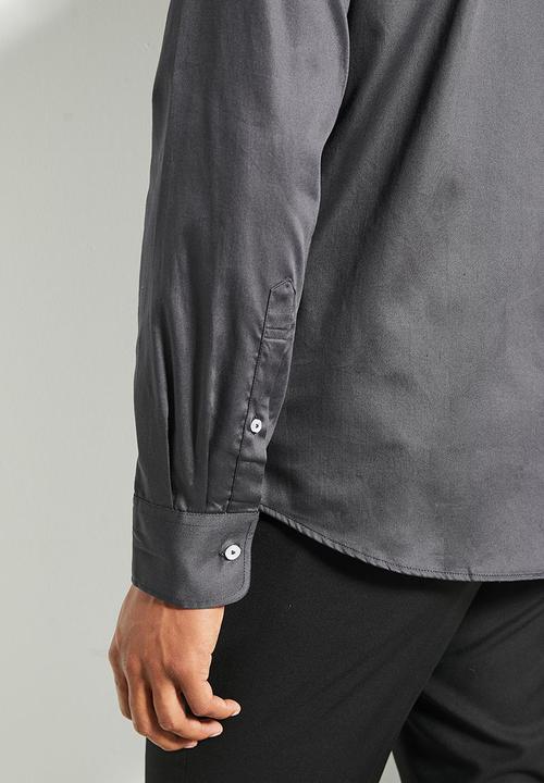 POLO - Mens Essential Sateen Ls Shirt - Charcoal