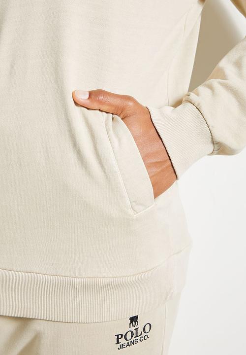 POLO - Mens Pjc Ls Hooded Sweat Top - Light Stone