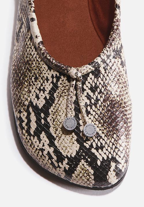H&M - Stella McCartney H&M: Snakeskin-print ballet flats - beige
