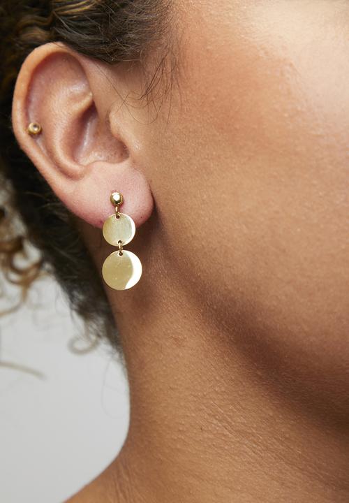 Zoe on Trend - Modern double-drop disc earrings - gold