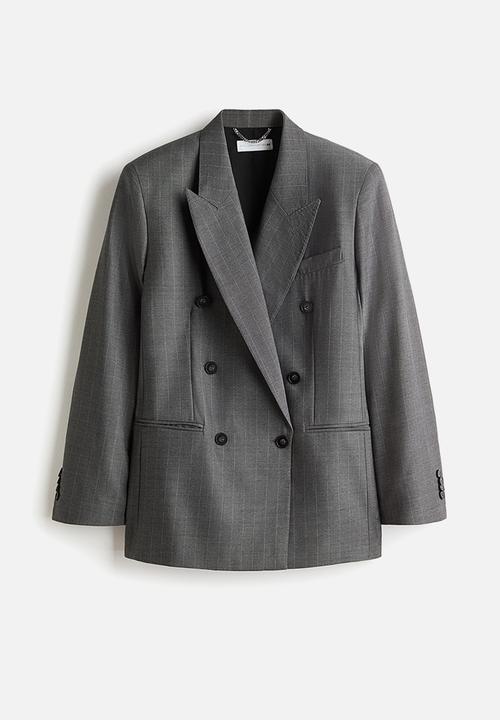 H&M - Stella McCartney H&M: Double-breasted wool blazer - grey/pinstriped