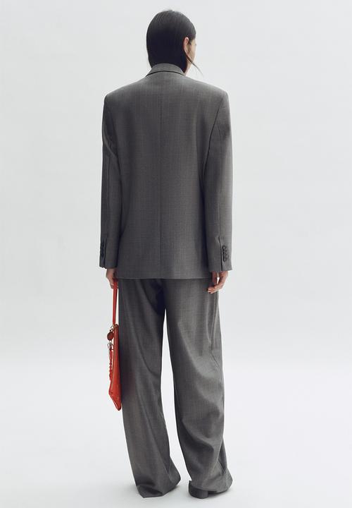 H&M - Stella McCartney H&M: Double-breasted wool blazer - grey/pinstriped