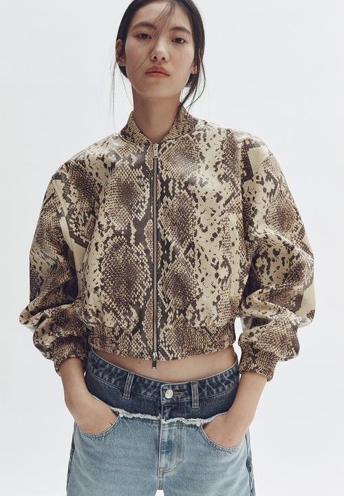 H&M - Stella McCartney H&M: Snakeskin-print bomber jacket - beige