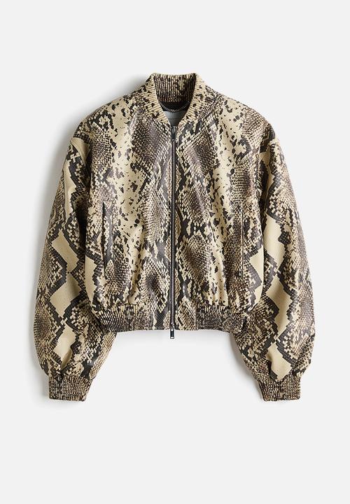 H&M - Stella McCartney H&M: Snakeskin-print bomber jacket - beige
