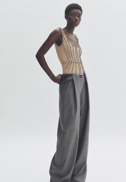 H&M - Stella McCartney H&M: Crystal-embellished mesh body - beige