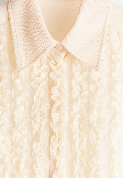 H&M - Stella McCartney H&M: Silk-blend ruffled-bib blouse - cream