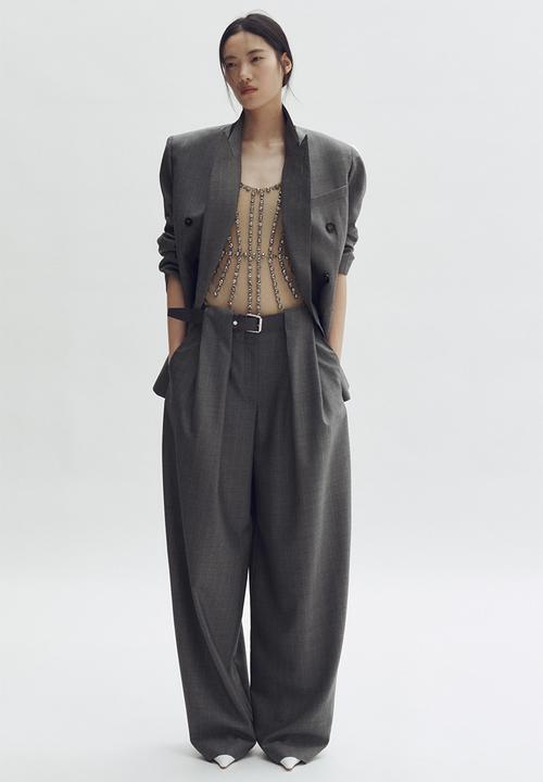 Stella McCartney H&M: Barrel-leg wool trousers - dark grey