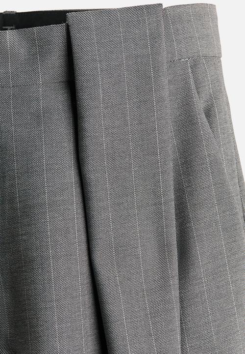 H&M - Stella McCartney H&M: Barrel-leg wool trousers - dark grey/pinstriped