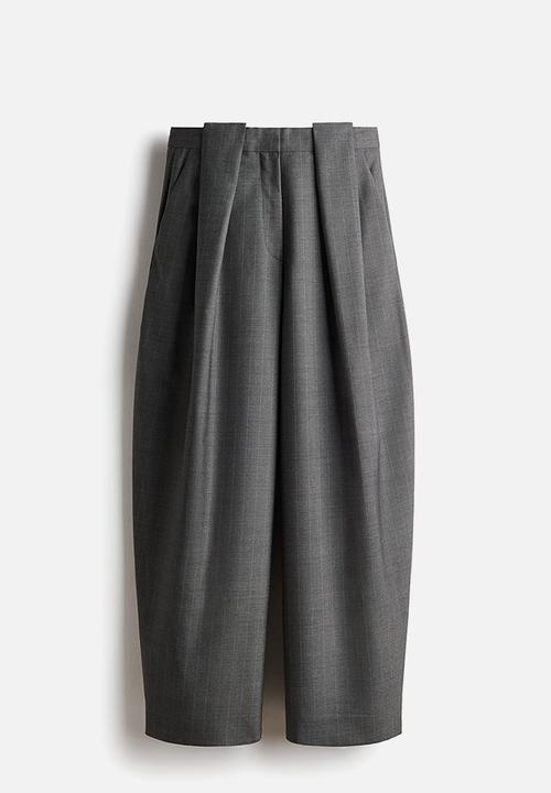 H&M - Stella McCartney H&M: Barrel-leg wool trousers - dark grey/pinstriped