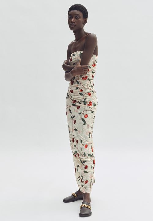 Stella McCartney H&M: Cherry-print mesh tube dress - cream