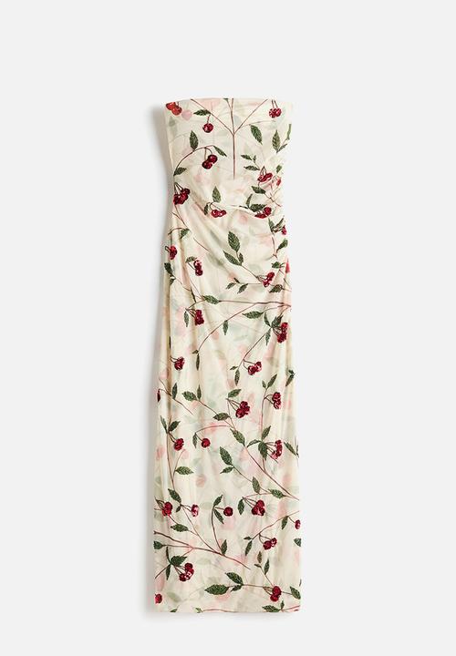 H&M - Stella McCartney H&M: Cherry-print mesh tube dress - cream