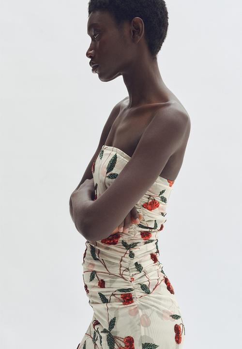 H&M - Stella McCartney H&M: Cherry-print mesh tube dress - cream