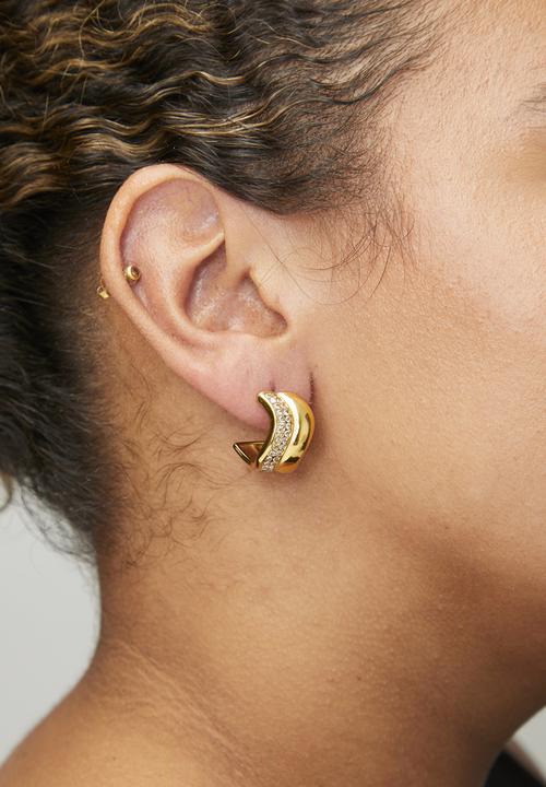 Zoe on Trend - Bold stone hoop earrings - gold