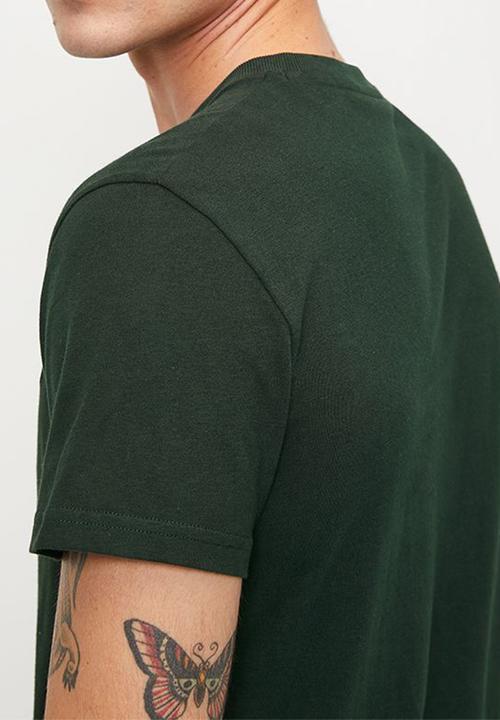Superdry. - Essential logo emb tee - Forest Green/Fluro Yellow