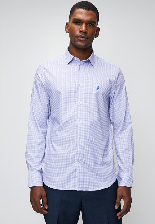 POLO - Lannister Ls Micro Print Shirt - Light Blue