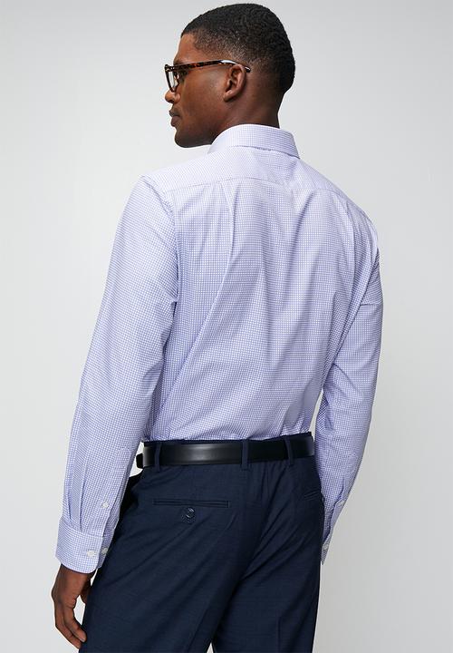 POLO - Lannister Ls Micro Print Shirt - Light Blue