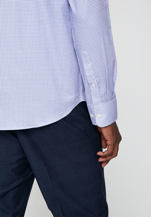 POLO - Lannister Ls Micro Print Shirt - Light Blue