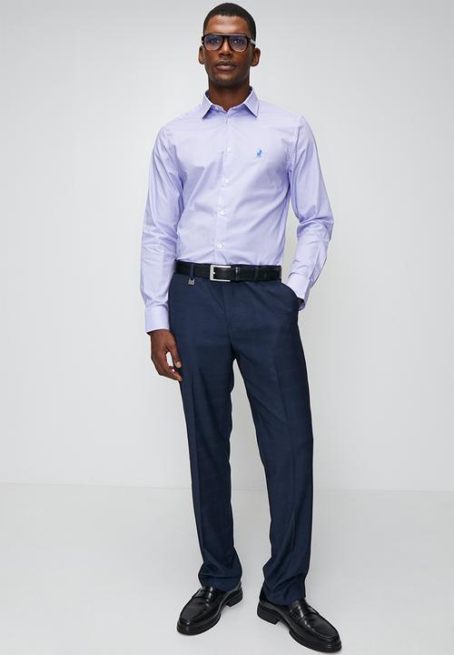 POLO - Lannister Ls Micro Print Shirt - Light Blue
