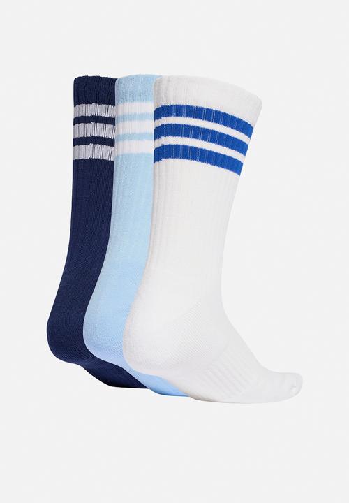 adidas Performance - 3-Stripes cushioned sportswear crew socks 3pk - dark blue/white/blue