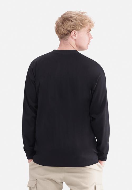 adidas Originals - Essentials Plus Loose Fit Small Logo Long Sleeve Tee - Black / White