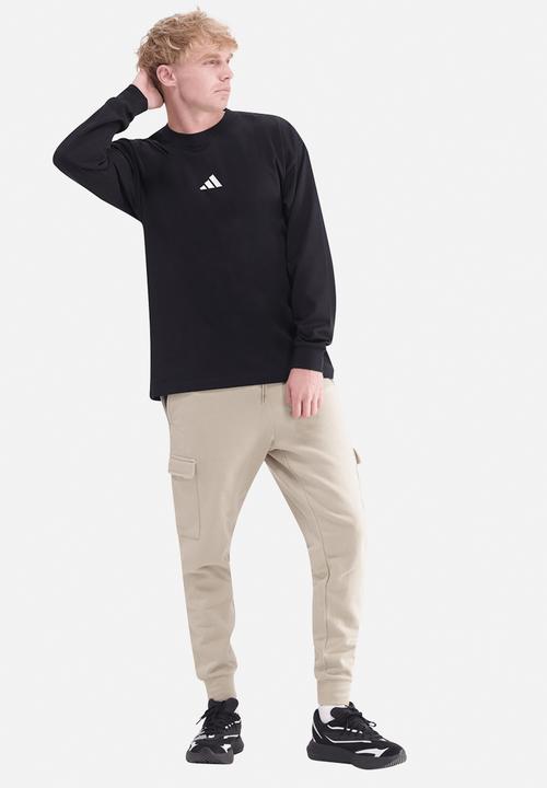 adidas Originals - Essentials Plus Loose Fit Small Logo Long Sleeve Tee - Black / White