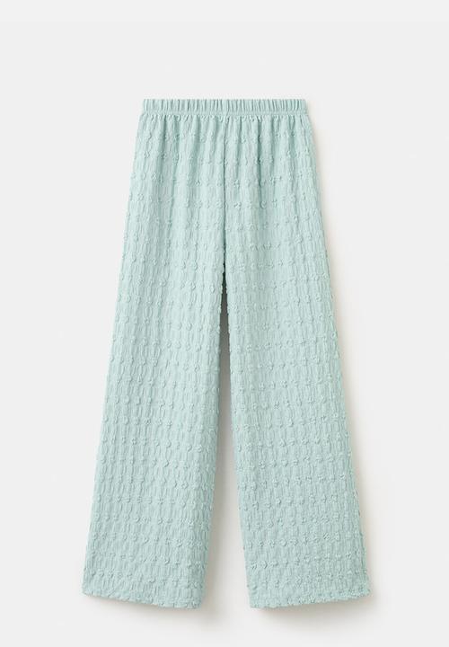 MANGO - Trousers DOTSET - Turquoise / Aqua