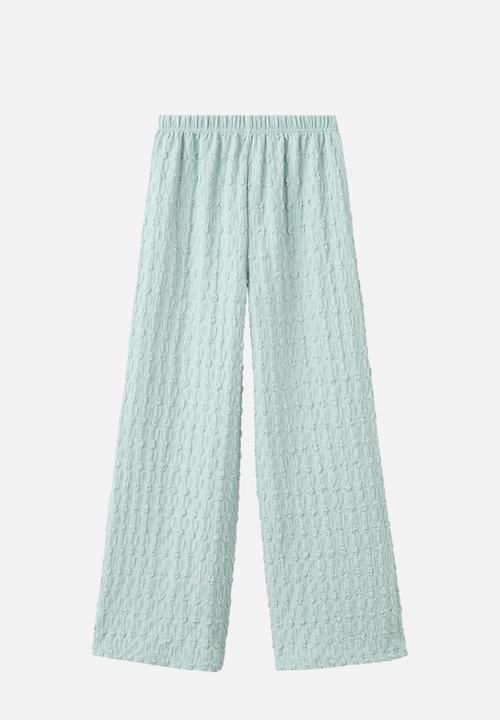 MANGO - Trousers DOTSET - Turquoise / Aqua