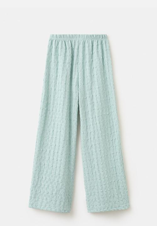 MANGO - Trousers DOTSET - Turquoise / Aqua