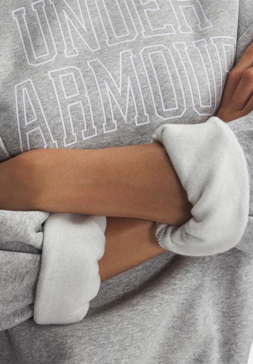 Under Armour - Rival Flc OS Varsity Crew - Mod Gray Light Heather/White