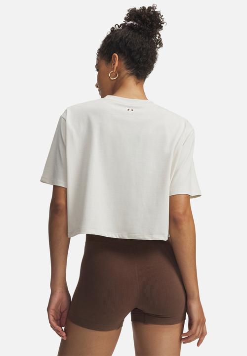 Under Armour - UA W SCRIPTHEART CROP SS - Summit White/Summit White