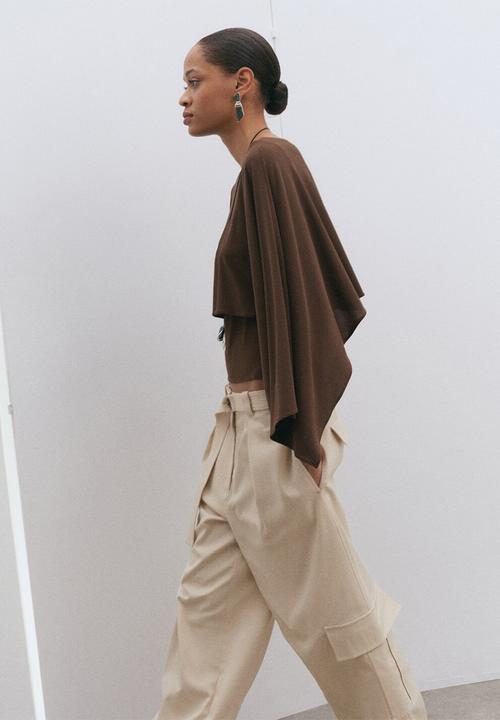 MANGO - Blouse lina - brown