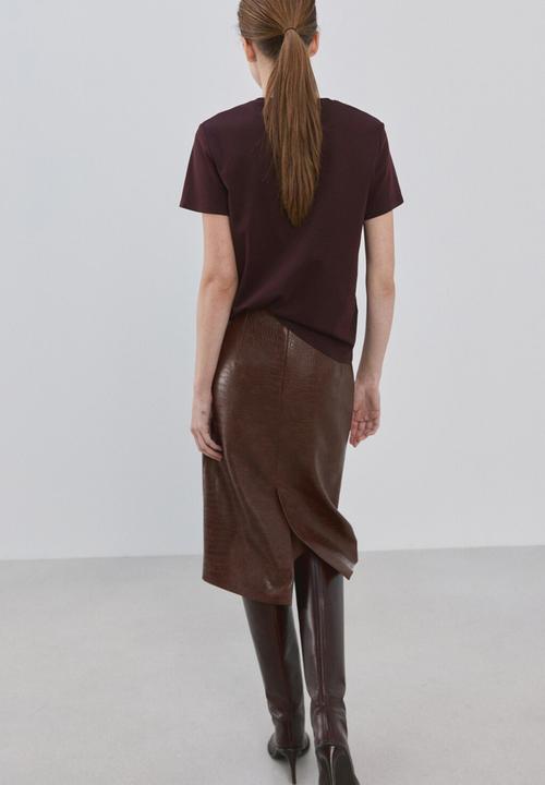 MANGO - T-shirt riti - dark red