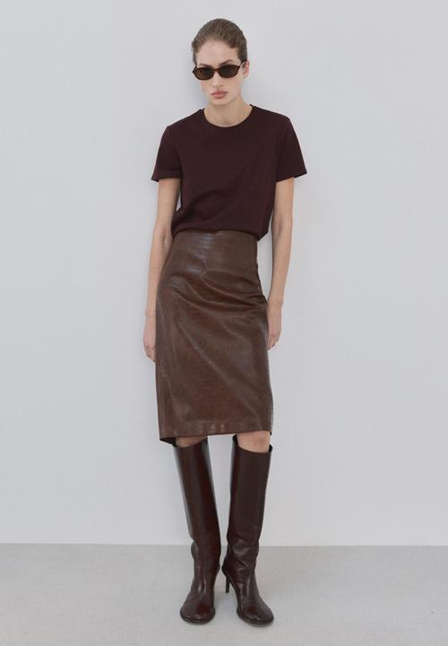 MANGO - T-shirt riti - dark red