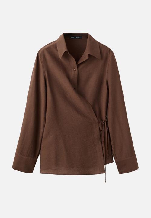 MANGO - Shirt gale - brown