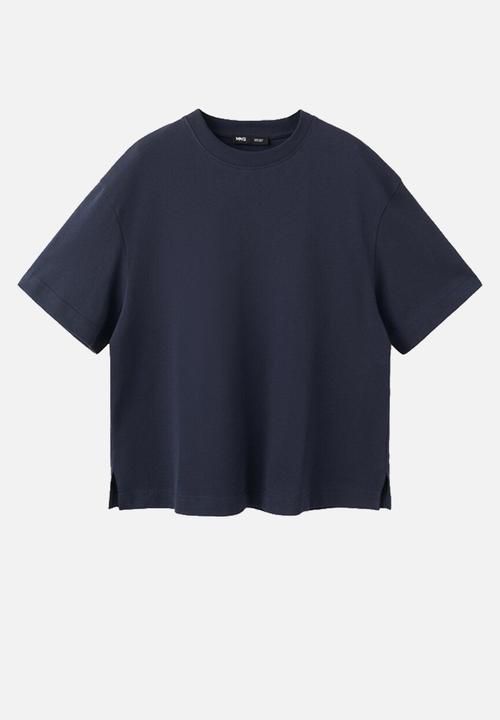 MANGO - T-shirt sita - navy