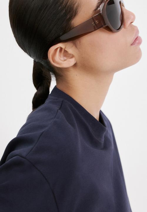 MANGO - T-shirt sita - navy