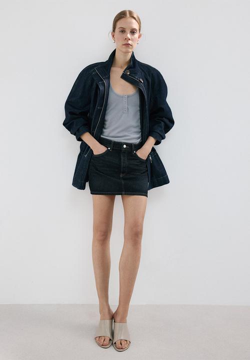 MANGO - Skirt madior - open blue