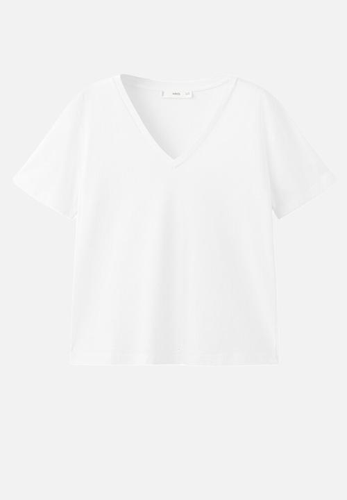 MANGO - T-shirt chalspi - white