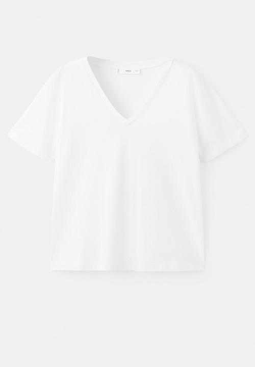MANGO - T-shirt chalspi - white