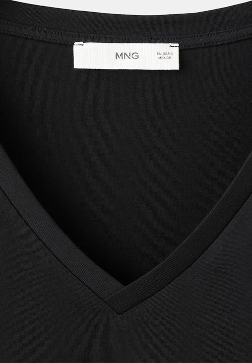 MANGO - T-shirt chalspi- black