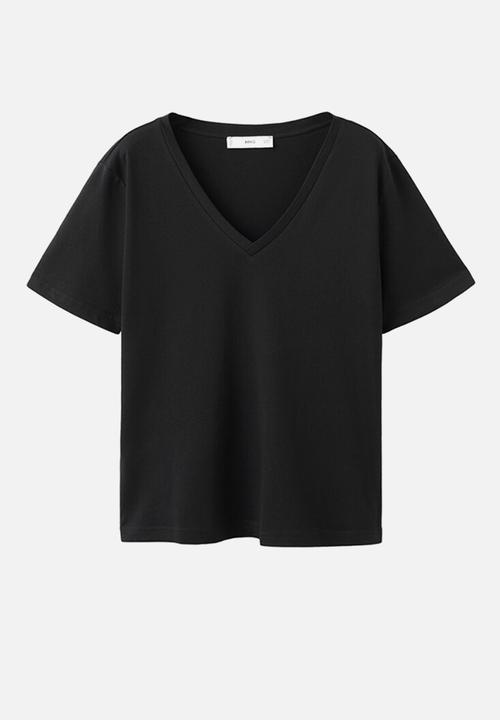 MANGO - T-shirt chalspi- black