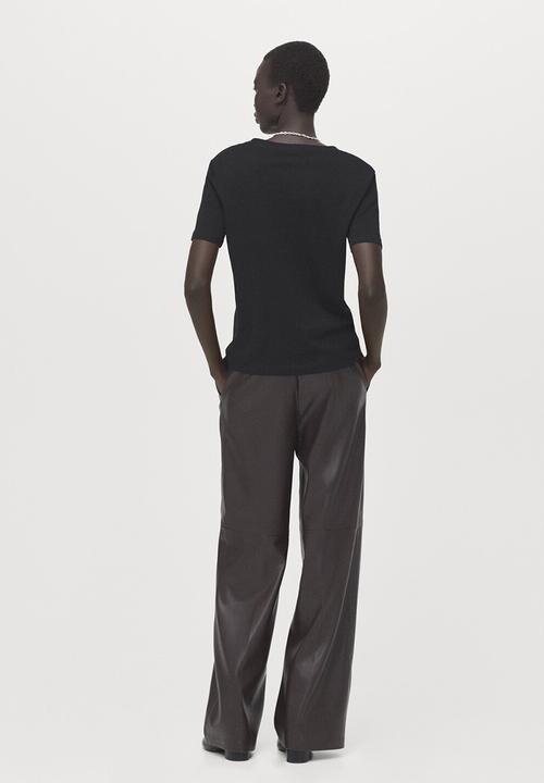 MANGO - T-shirt chalspi- black