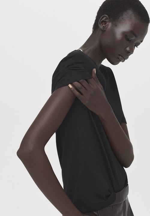 MANGO - T-shirt chalspi- black