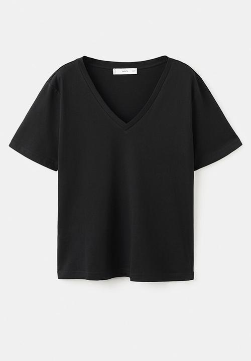 MANGO - T-shirt chalspi- black