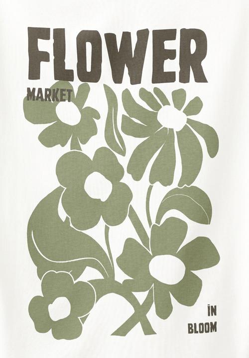 MANGO - T-shirt ilustra - beige/khaki