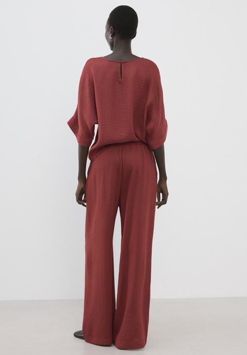 MANGO - Trousers salvia - red
