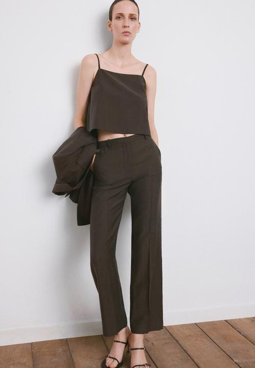 MANGO - Trousers tempo - dark brown